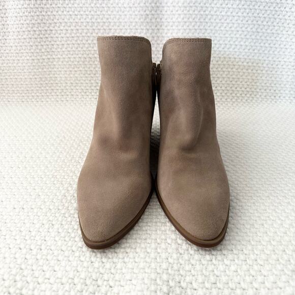Lucky Brand Taupe Suede Stayci Pointed Toe Cone Heel Ankle Boots 8 NWOB - Picture 3 of 14